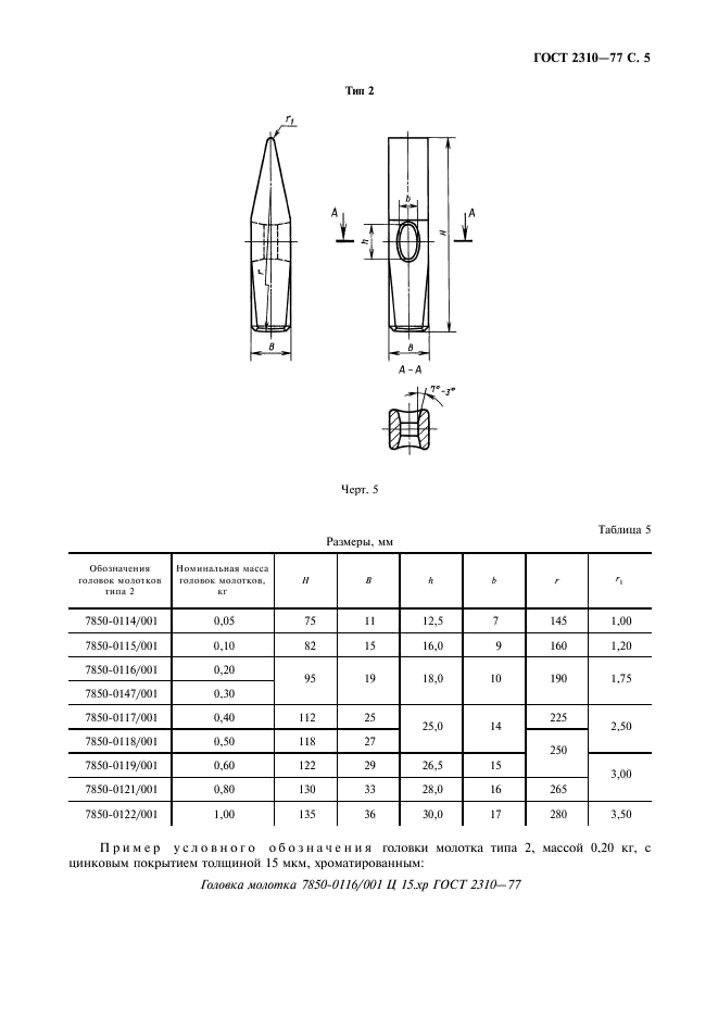 ГОСТ 2310-77 Молотки слесарные стальные. Технические условия (фото 7 из 20)