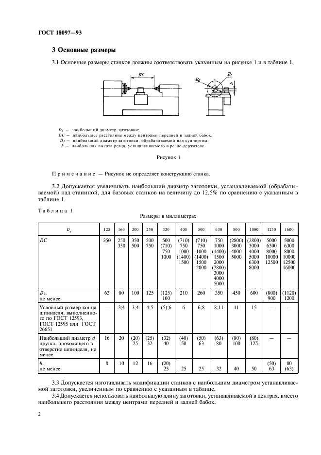 ГОСТ 18097-93 Станки токарно-винторезные и токарные. Основные размеры. Нормы точности (фото 5 из 23)