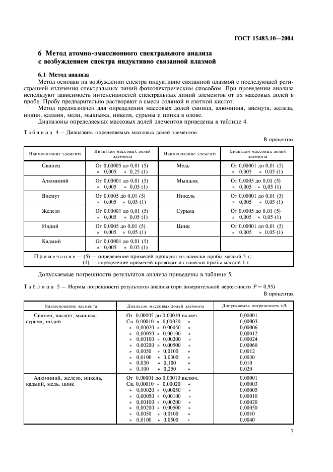 ГОСТ 15483.10-2004 Олово. Методы атомно-эмиссионного спектрального анализа (фото 10 из 15)