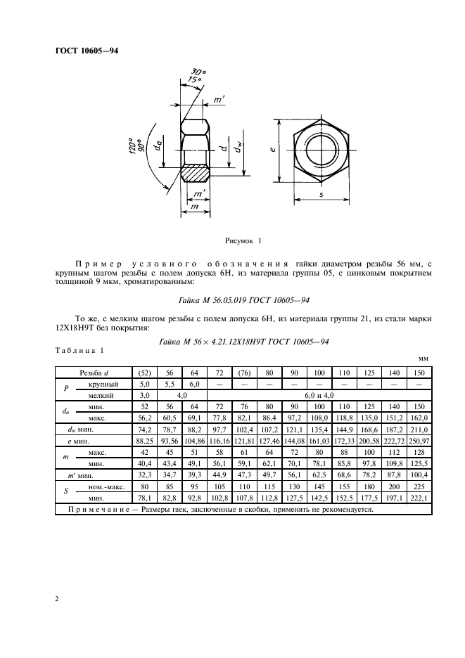 ГОСТ 10605-94 Гайки шестигранные с диаметром резьбы свыше 48 мм класса точности В. Технические условия (фото 4 из 8)