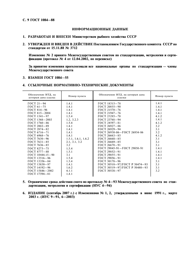 ГОСТ 1084-88 Сельди и сардина тихоокеанская пряного посола и маринованные. Технические условия (фото 10 из 10)