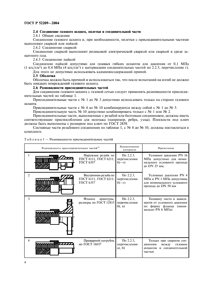 ГОСТ Р 52209-2004 Соединения для газовых горелок и аппаратов. Общие технические требования и методы испытаний (фото 8 из 16)