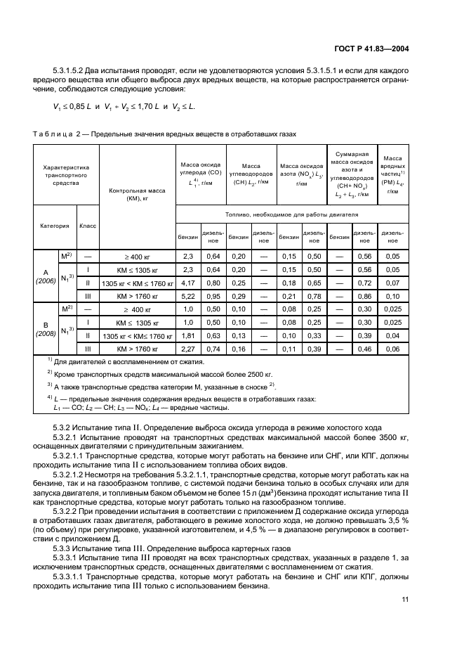 ГОСТ Р 41.83-2004 Единообразные предписания, касающиеся сертификации транспортных средств в отношении выбросов вредных веществ в зависимости от топлива, необходимого для двигателей (фото 15 из 150)