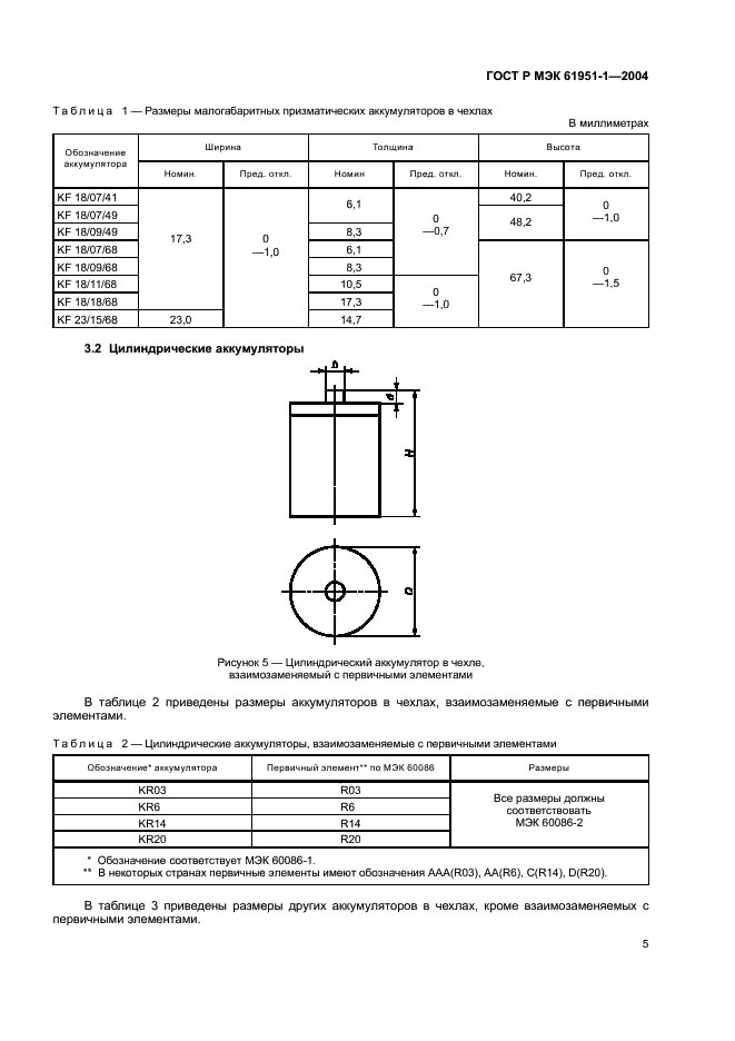 ГОСТ Р МЭК 61951-1-2004 Аккумуляторы и аккумуляторные батареи, содержащие щелочной и другие некислотные электролиты. Портативные герметичные аккумуляторы. Часть 1. Никель-кадмий (фото 9 из 24)
