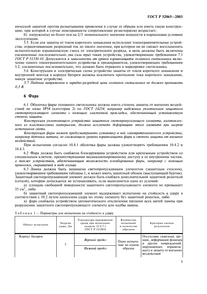 ГОСТ Р 52065-2003 Светильники головные рудничные взрывозащищенные. Часть 1. Общие требования и методы испытаний (фото 9 из 20)