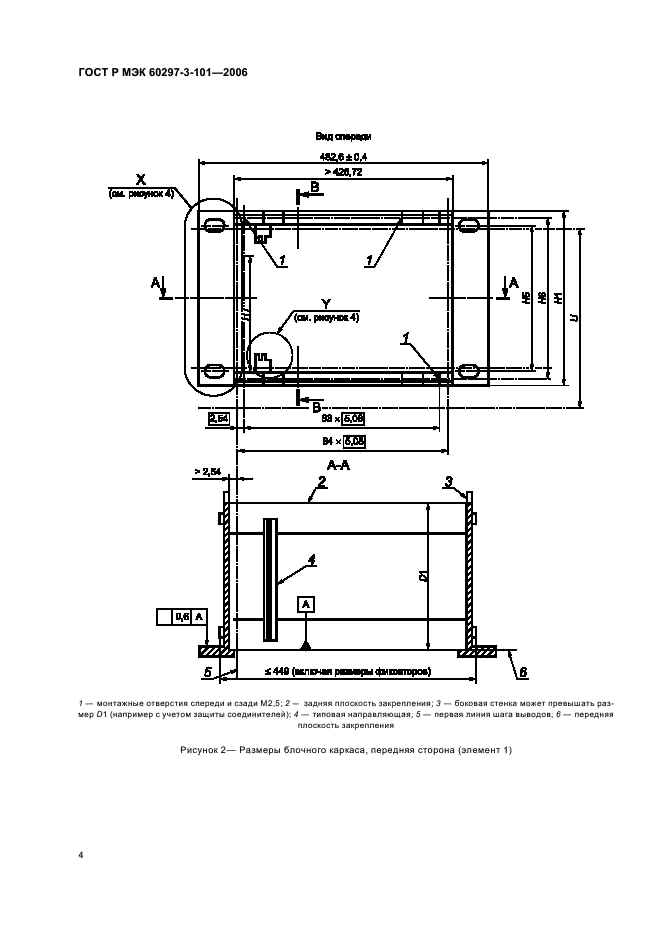ГОСТ Р МЭК 60297-3-101-2006 Конструкции несущие базовые радиоэлектронных средств. Блочные каркасы и связанные с ними вставные блоки. Размеры конструкций серии 482,6 мм (19 дюймов) (фото 8 из 24)
