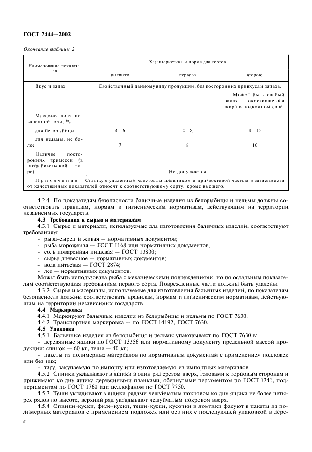 ГОСТ 7444-2002 Изделия балычные из белорыбицы и нельмы холодного копчения и вяленые. Технические условия (фото 6 из 8)