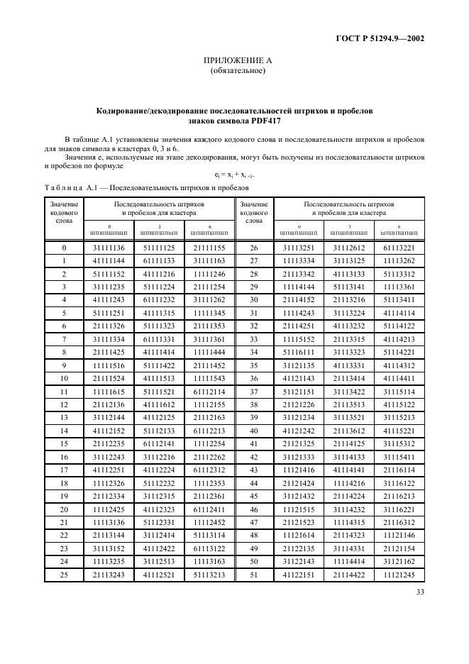 ГОСТ Р 51294.9-2002 Автоматическая идентификация. Кодирование штриховое. Спецификации символики PDF417 (ПДФ417) (фото 37 из 94)