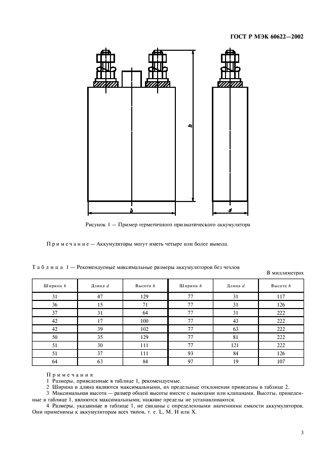 ГОСТ Р МЭК 60622-2002 Аккумуляторы и батареи щелочные. Аккумуляторы никель-кадмиевые герметичные призматические (фото 6 из 13)
