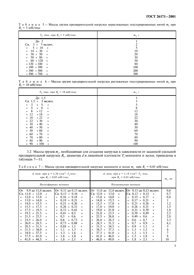 ГОСТ 26171-2001 Волокна химические. Нормы предварительных нагрузок при испытаниях (фото 5 из 8)