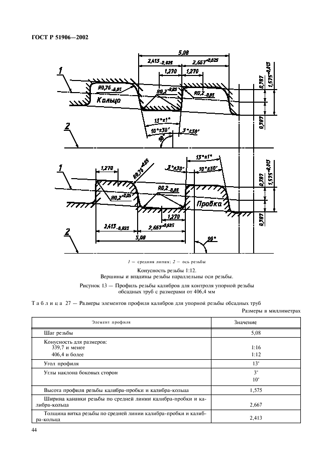 ГОСТ Р 51906-2002 Соединения резьбовые обсадных, насосно-компрессорных труб и трубопроводов и резьбовые калибры для них. Общие технические требования (фото 47 из 57)