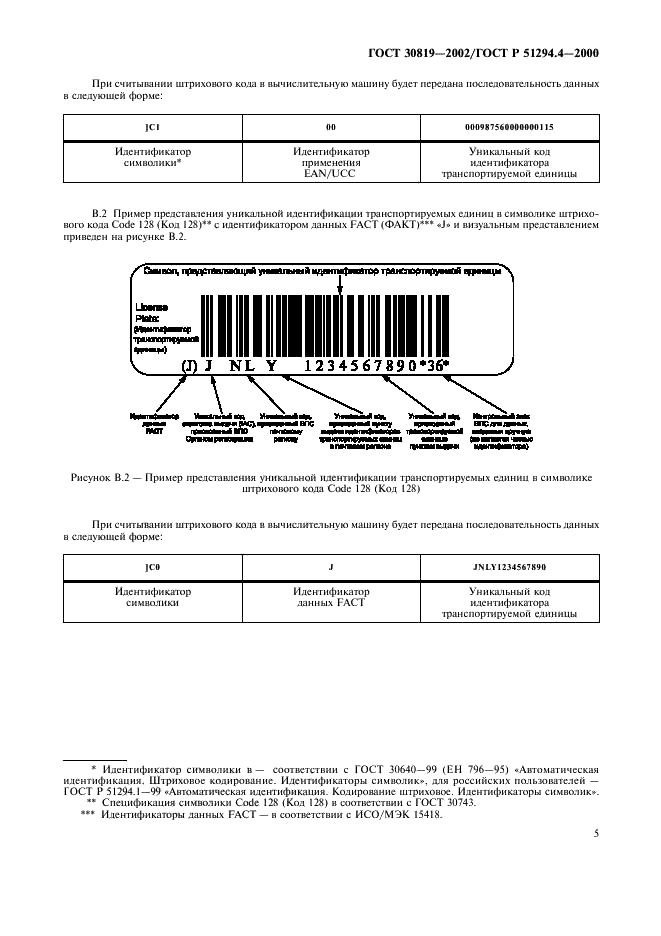 ГОСТ 30819-2002 Автоматическая идентификация. Международная уникальная идентификация транспортируемых единиц. Общие положения (фото 9 из 11)