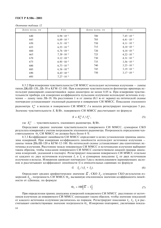 ГОСТ Р 8.586-2001 Государственная система обеспечения единства измерений. Средства измерений характеристик искусственного и естественного излучения для обеспечения сохранности музейных экспонатов. Методика поверки (фото 17 из 31)