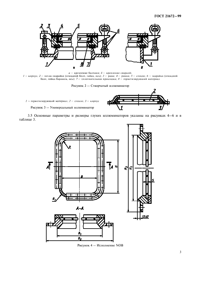 ГОСТ 21672-99 Иллюминаторы судовые прямоугольные. Технические условия (фото 5 из 24)
