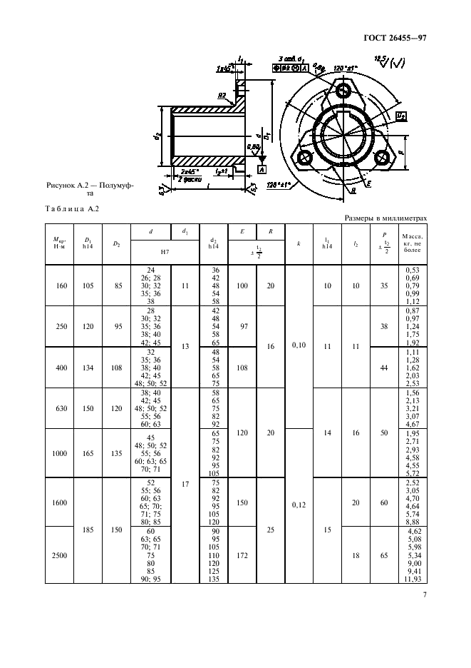 ГОСТ 26455-97 Муфты дисковые полужесткие. Параметры, конструкция и размеры (фото 10 из 15)
