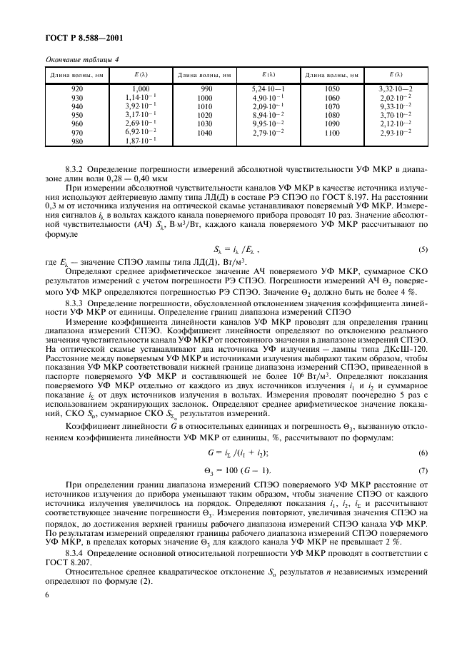 ГОСТ Р 8.588-2001 Государственная система обеспечения единства измерений. Радиометры ультрафиолетового излучения для озонного мониторинга. Методика поверки (фото 9 из 11)