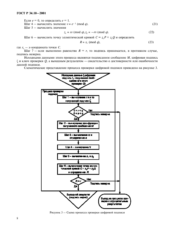 ГОСТ Р 34.10-2001 Информационная технология. Криптографическая защита информации. Процессы формирования и проверки электронной цифровой подписи (фото 12 из 16)