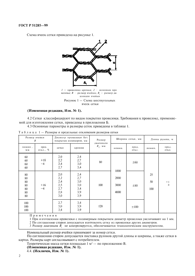 ГОСТ Р 51285-99 Сетки проволочные крученые с шестиугольными ячейками для габионных конструкций. Технические условия (фото 4 из 11)