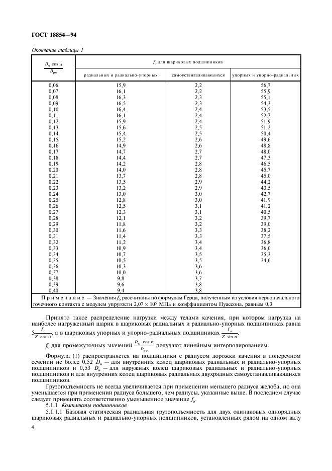 ГОСТ 18854-94 Подшипники качения. Статическая грузоподъемность (фото 7 из 11)
