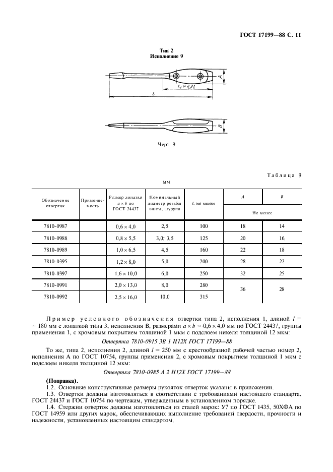 ГОСТ 17199-88 Отвертки слесарно-монтажные. Технические условия (фото 12 из 20)