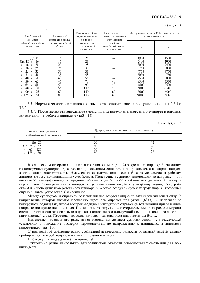 ГОСТ 43-85 Автоматы токарные многошпиндельные горизонтальные прутковые. Нормы точности и жесткости (фото 10 из 14)