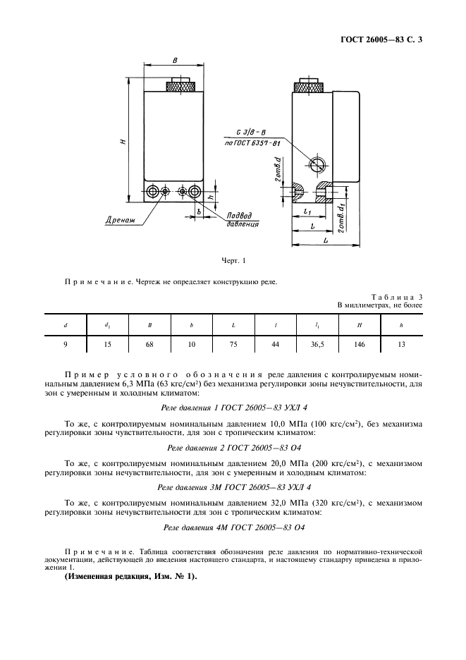 ГОСТ 26005-83 Реле давления на Рном до 32 МПа (320 кгс/см.кв.). Технические условия (фото 4 из 11)