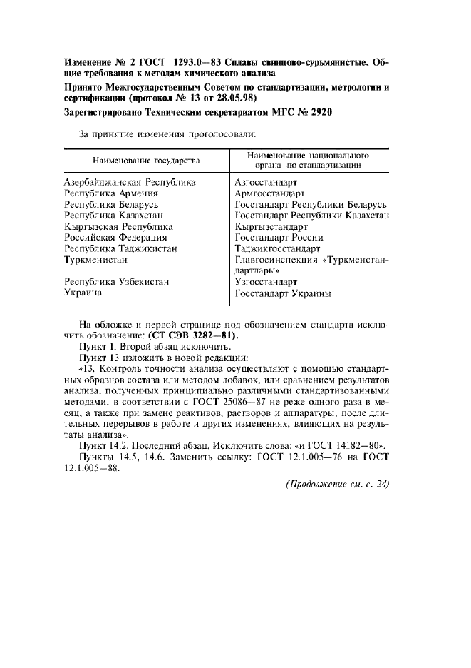 Изменение №2 к ГОСТ 1293.0-83  (фото 1 из 2)