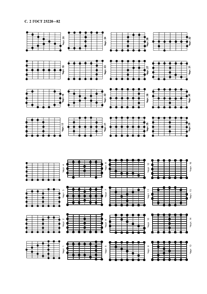 ГОСТ 25220-82 Шрифты мозаичные для телеграфных буквопечатающих аппаратов пятиэлементного кода. Размеры символов и их начертание (фото 4 из 8)