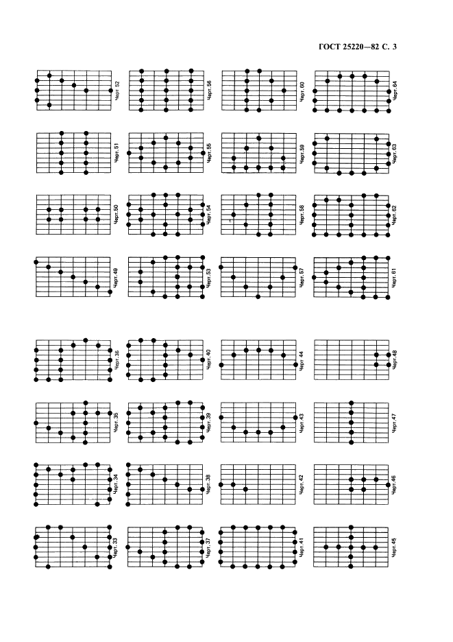 ГОСТ 25220-82 Шрифты мозаичные для телеграфных буквопечатающих аппаратов пятиэлементного кода. Размеры символов и их начертание (фото 5 из 8)
