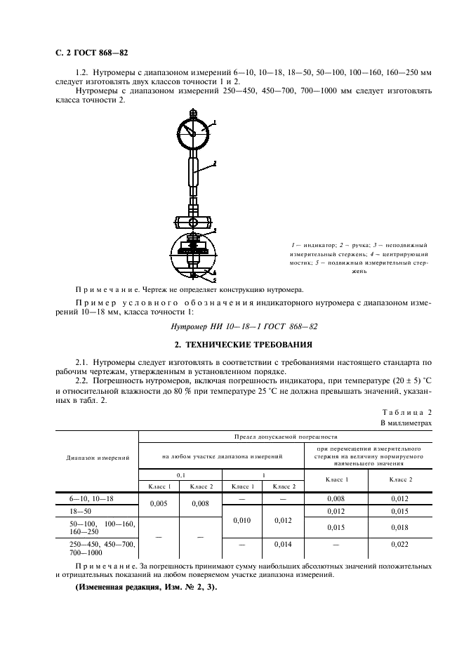 ГОСТ 868-82 Нутромеры индикаторные с ценой деления 0,01 мм. Технические условия (фото 3 из 7)