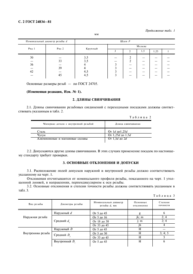 ГОСТ 24834-81 Основные нормы взаимозаменяемости. Резьба метрическая. Переходные посадки (фото 3 из 11)