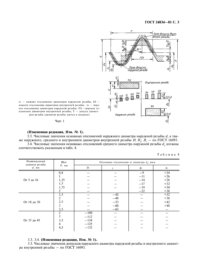 ГОСТ 24834-81 Основные нормы взаимозаменяемости. Резьба метрическая. Переходные посадки (фото 4 из 11)