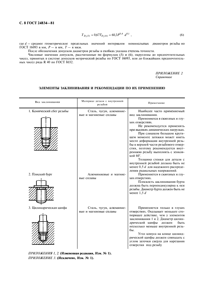 ГОСТ 24834-81 Основные нормы взаимозаменяемости. Резьба метрическая. Переходные посадки (фото 9 из 11)