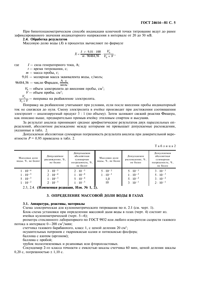 ГОСТ 24614-81 Жидкости и газы, не взаимодействующие с реактивом Фишера. Кулонометрический метод определения воды (фото 6 из 11)