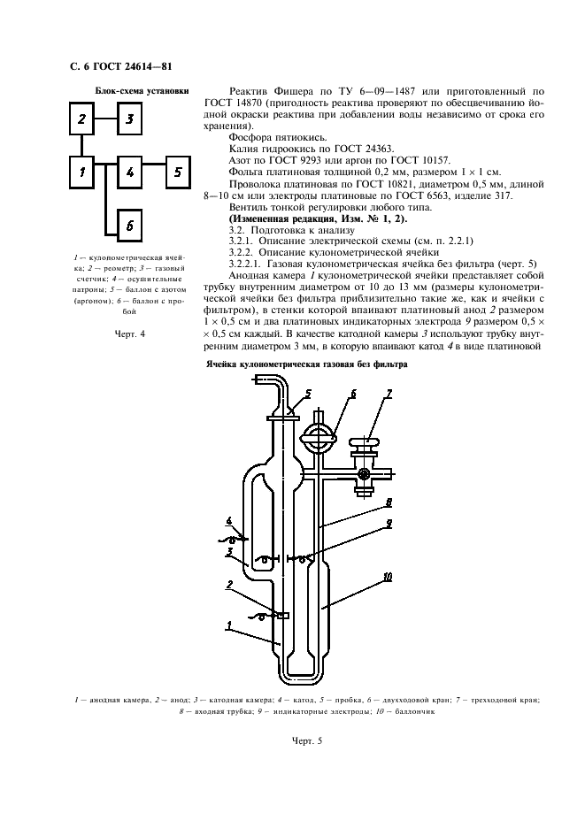 ГОСТ 24614-81 Жидкости и газы, не взаимодействующие с реактивом Фишера. Кулонометрический метод определения воды (фото 7 из 11)