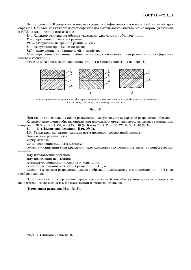 ГОСТ 411-77 Резина и клей. Методы определения прочности связи с металлом при отслаивании (фото 6 из 11)
