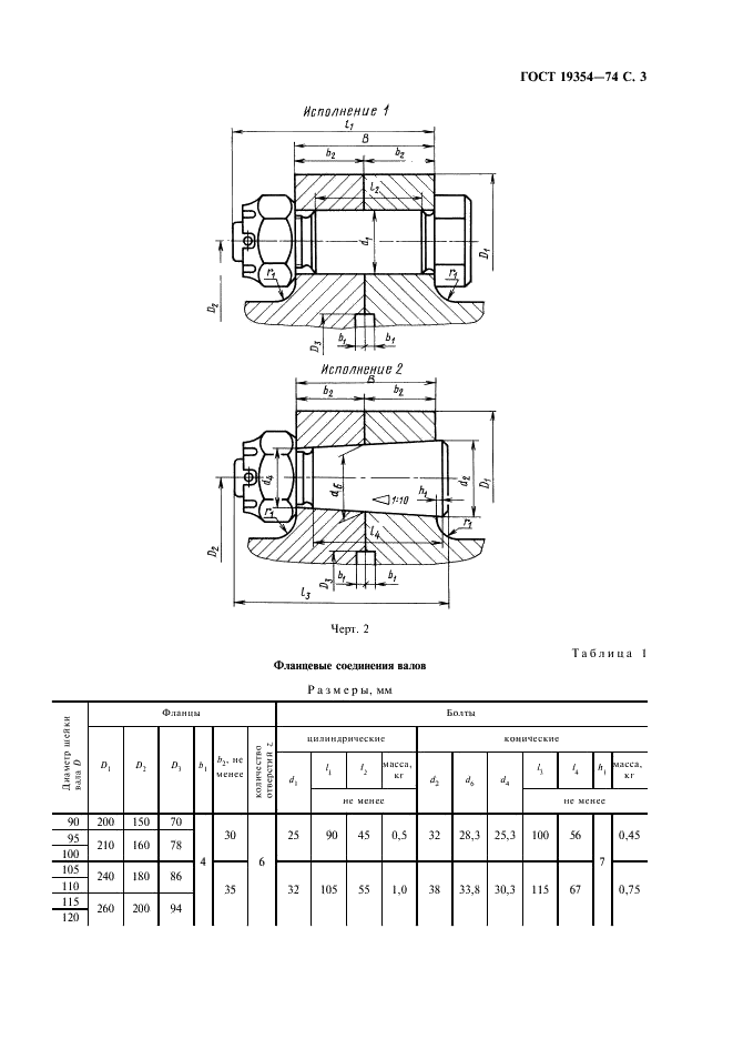 ГОСТ 19354-74 Соединения фланцевые судовых валопроводов. Конструкция и размеры (фото 4 из 19)
