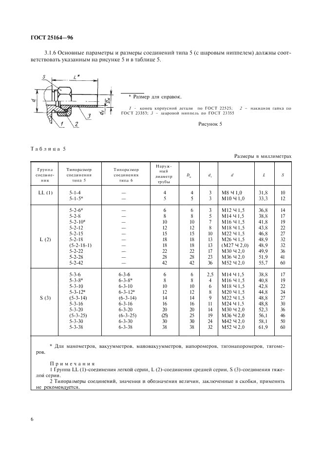 ГОСТ 25164-96 Соединения приборов с внешними гидравлическими и газовыми линиями. Типы, основные параметры и размеры. Технические требования (фото 8 из 20)