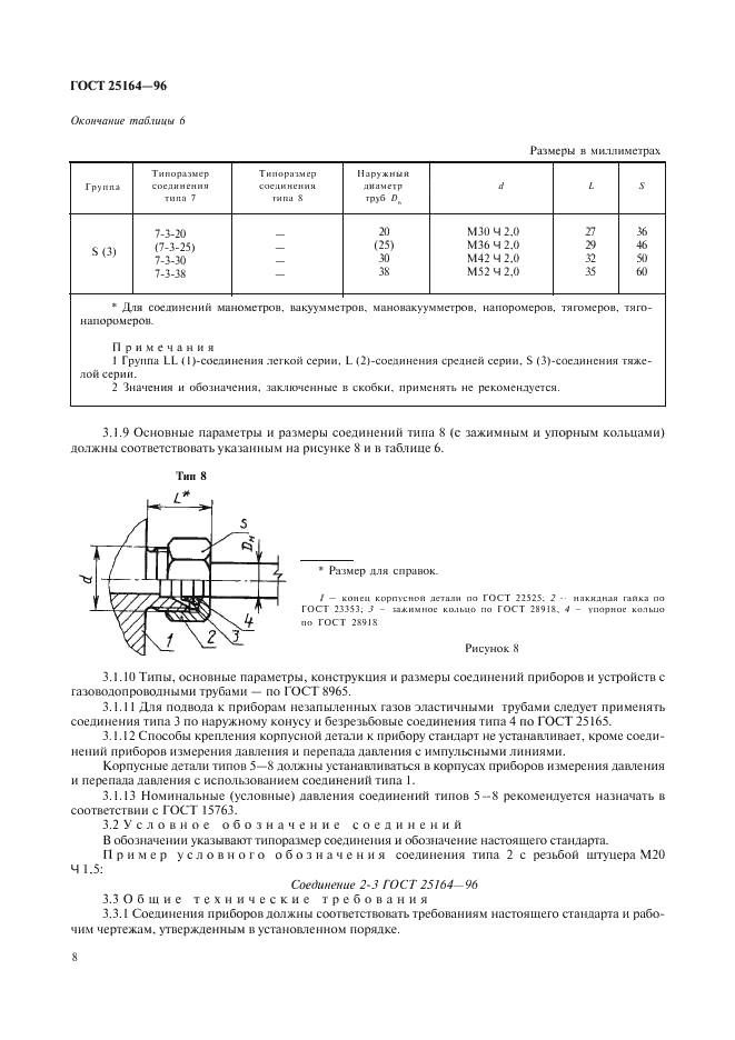 ГОСТ 25164-96 Соединения приборов с внешними гидравлическими и газовыми линиями. Типы, основные параметры и размеры. Технические требования (фото 10 из 20)