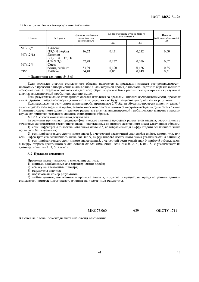 ГОСТ 14657.3-96 Боксит. Методы определения оксида алюминия (фото 12 из 12)