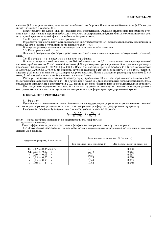 ГОСТ 22772.6-96 Руды марганцевые, концентраты и агломераты. Методы определения фосфора (фото 11 из 12)