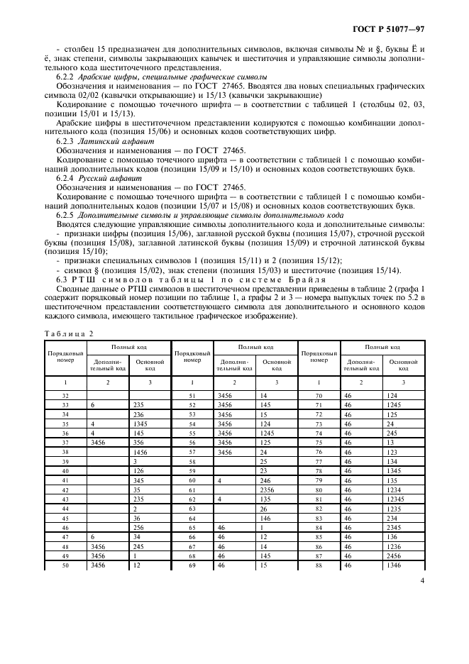 ГОСТ Р 51077-97 Восьмибитный код обмена и обработки информации для шеститочечного представления символов в системе Брайля (фото 7 из 12)