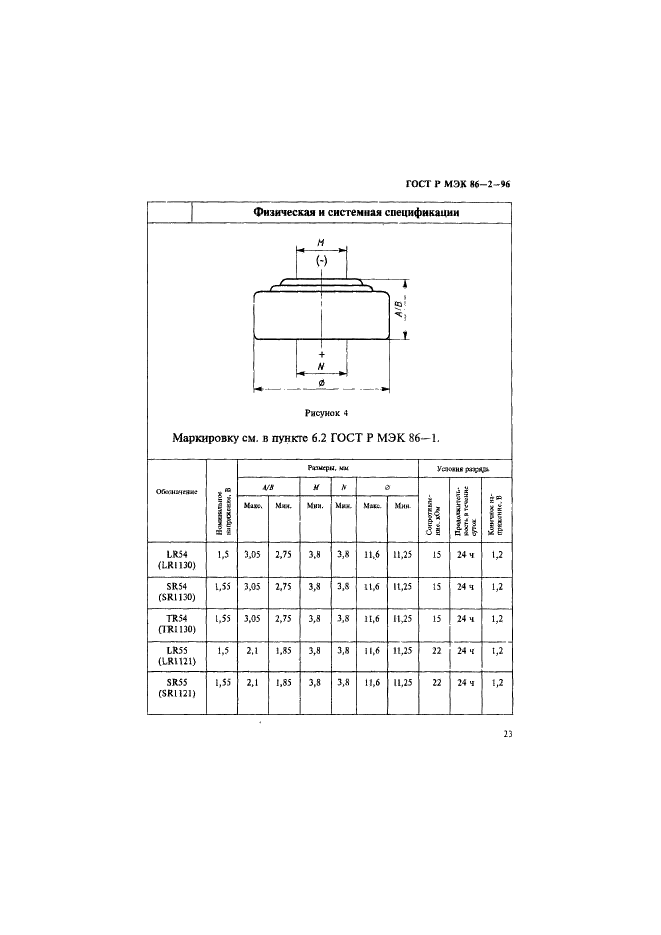 ГОСТ Р МЭК 86-2-96 Батареи первичные. Часть 2. Спецификационные листы (фото 27 из 76)