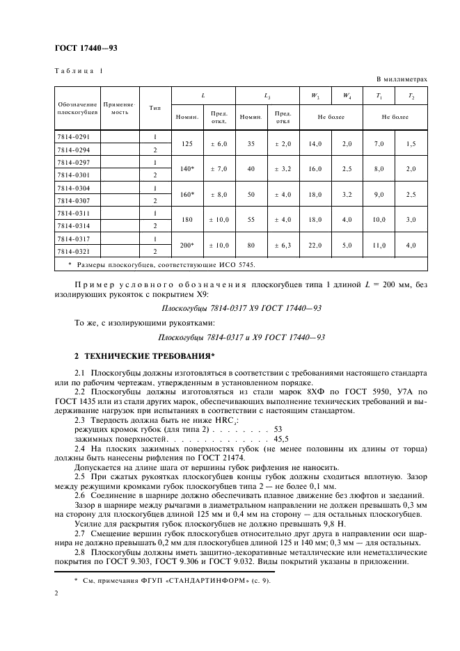 ГОСТ 17440-93 Плоскогубцы с полукруглыми губками. Технические условия (фото 4 из 12)
