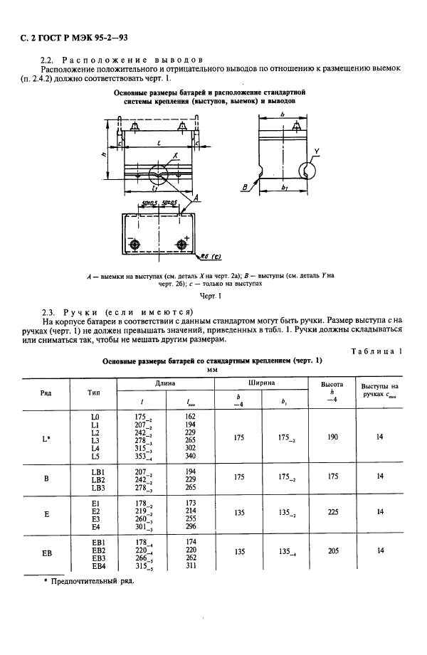 ГОСТ Р МЭК 95-2-93 Свинцово-кислотные стартерные батареи. Часть 2. Размеры батарей. Размеры и маркировка выводов (фото 3 из 14)